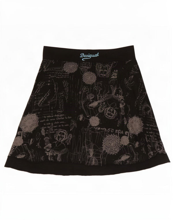 Женская юбка трапециевидного силуэта с рисунком Desigual XL W36, черный хлопок с геометрическим узором