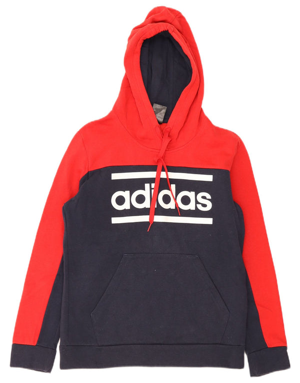Мужской джемпер с капюшоном Adidas с графическим рисунком UK 16/18, большой темно-синий с цветными блоками