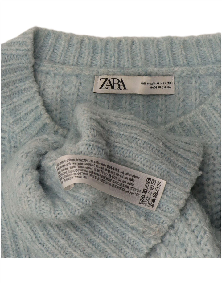 Женский свободный джемпер с вырезом «лодочка» Zara UK 14, средний синий полиэстер