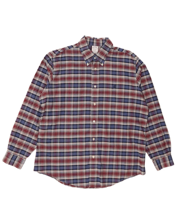 Мужская рубашка Regent Brooks Brothers XL, синяя клетка, хлопок