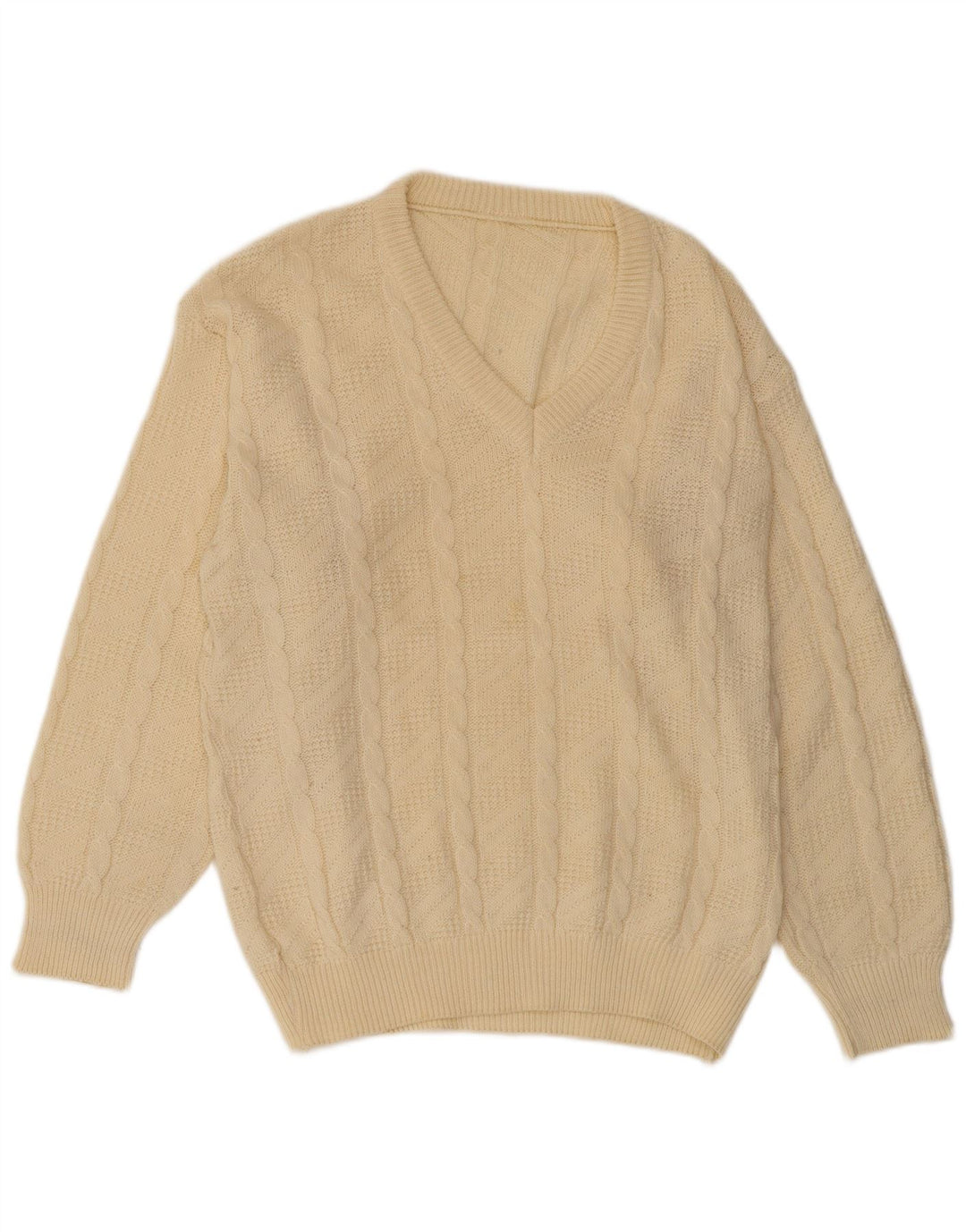 VINTAGE Мужской джемпер с v-образным вырезом IT 54 XL Бежевый