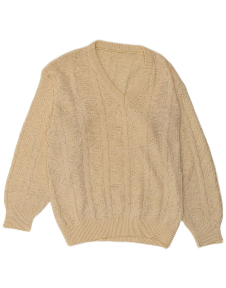 VINTAGE Мужской джемпер с v-образным вырезом IT 54 XL Бежевый