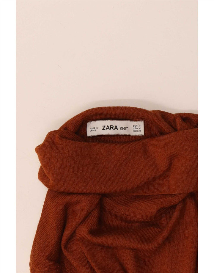 Женский джемпер с высоким воротником Zara UK 12, средний коричневый цвет