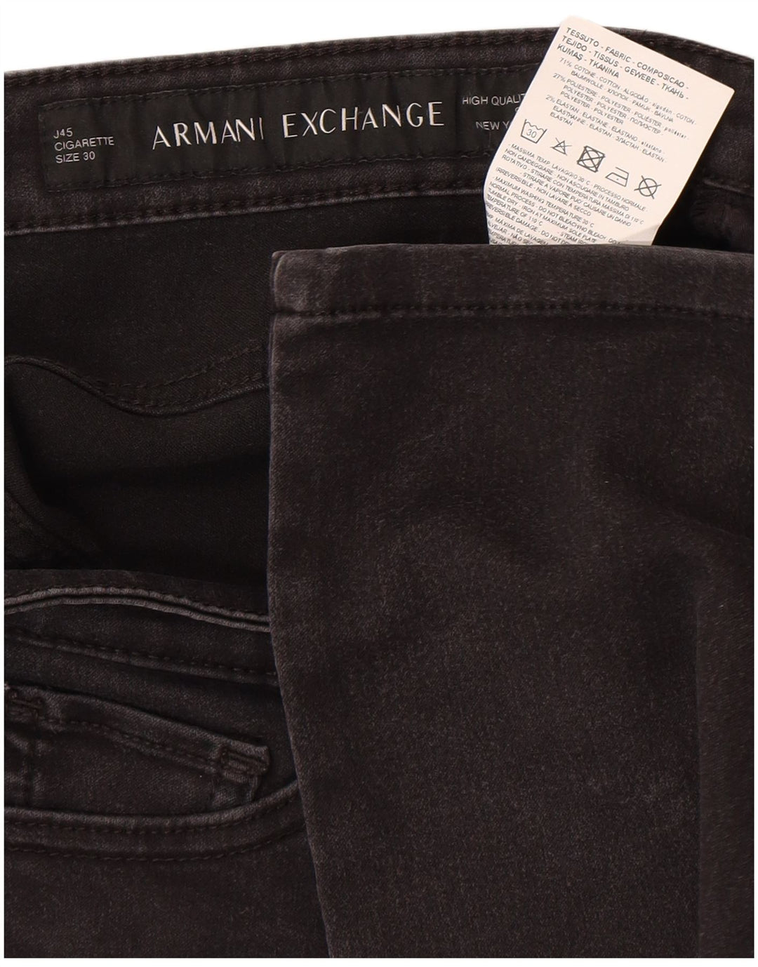 Женские узкие джинсы Armani Jeans W30 L28, черный хлопок
