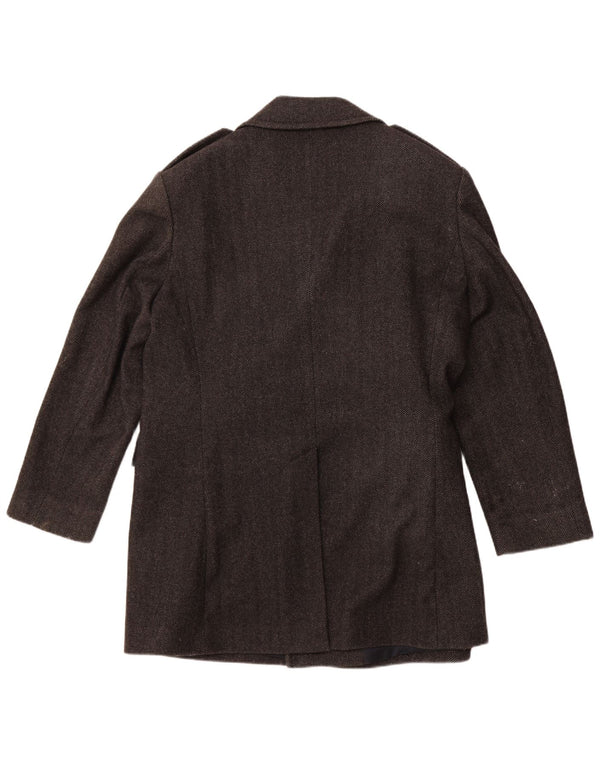 Мужское полупальто JAEGER UK 42 XL, серое, с узором «елочка», шерсть