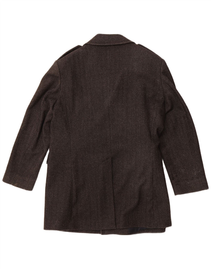 Мужское полупальто JAEGER UK 42 XL, серое, с узором «елочка», шерсть