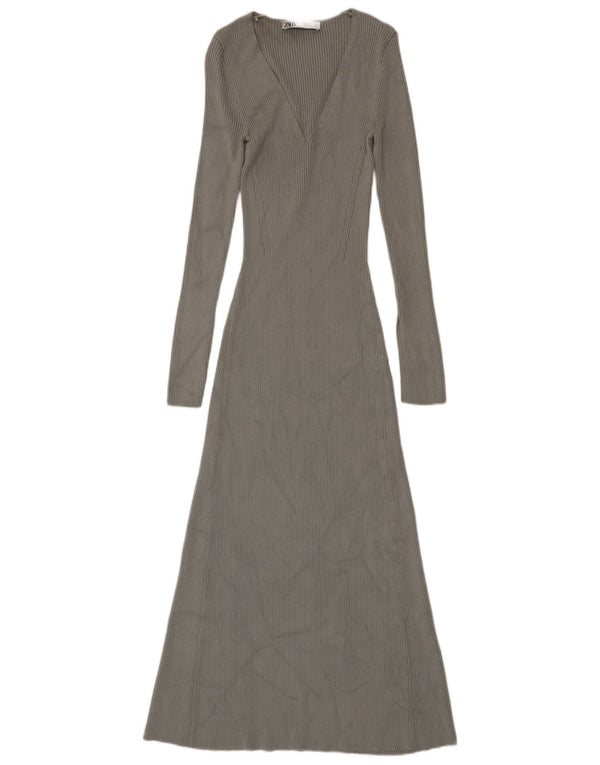 Женское платье-джемпер макси Zara UK 8, маленькое серое, вискоза