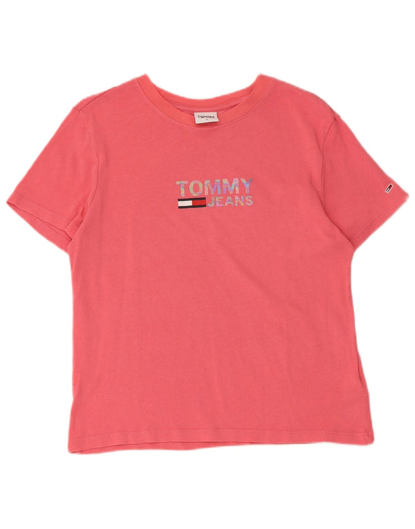 Женская футболка с короткими рукавами и рисунком Tommy Hilfiger Top UK 10, маленькая розовая