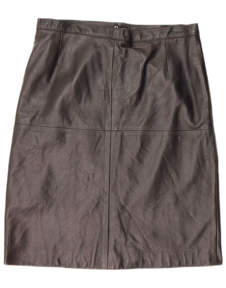 Винтажная женская кожаная юбка W30, черная кожа среднего размера