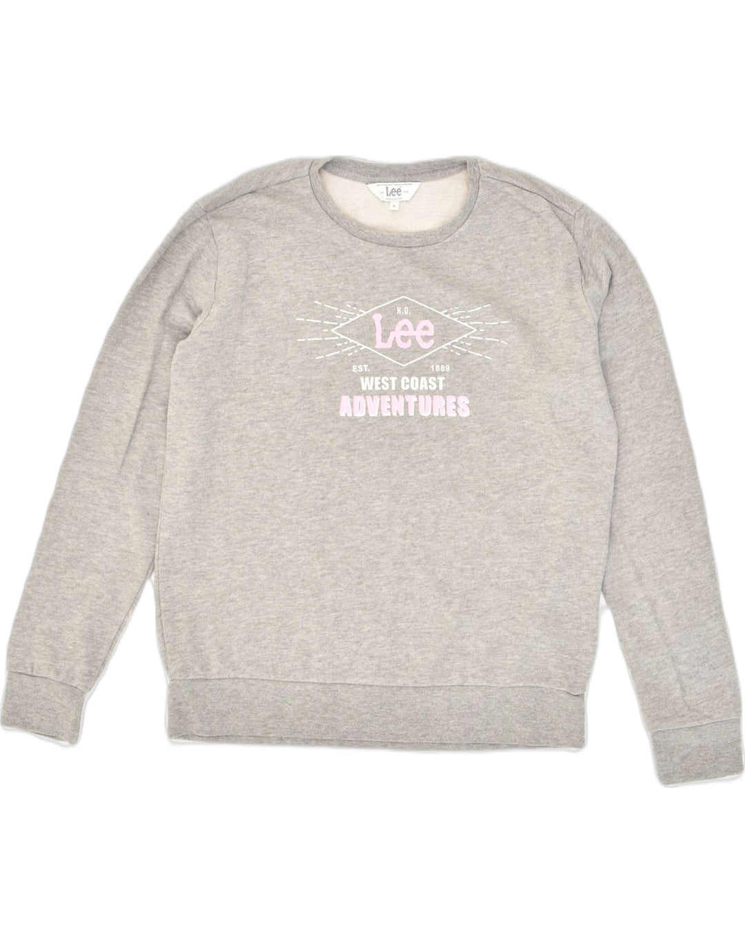 LEE Womens Regular Fit Graphic Sweatshirt Jumper UK 12 Medium Grey Cotton | Vintage Lee | Thrift | Second-Hand Lee | Used Clothing | Messina Hembry 
