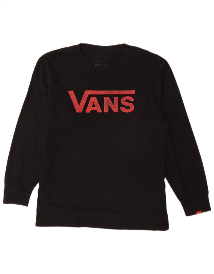 Мужской топ с рисунком Vans, средний черный хлопок с длинными рукавами