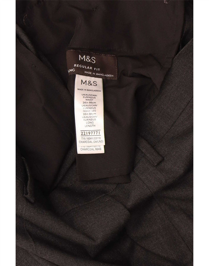 Мужские прямые костюмные брюки стандартного кроя Marks & Spencer W34 L33 серые