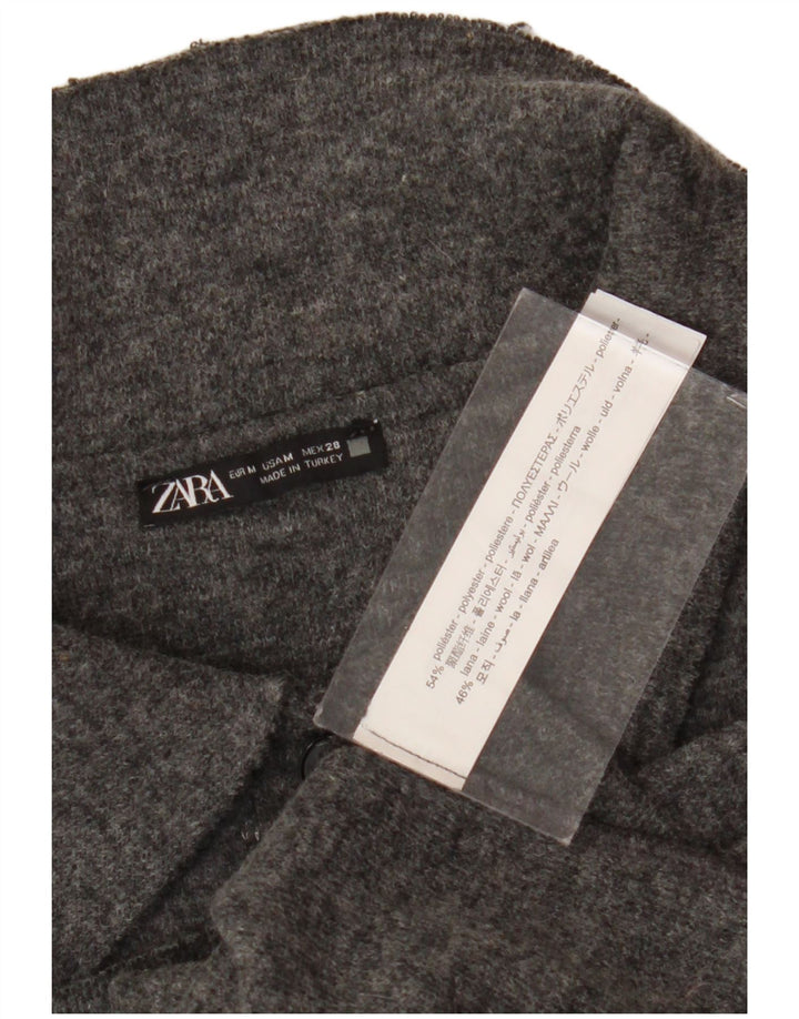 Женская укороченная рубашка-поло без рукавов Zara UK 14, полиэстер среднего серого цвета