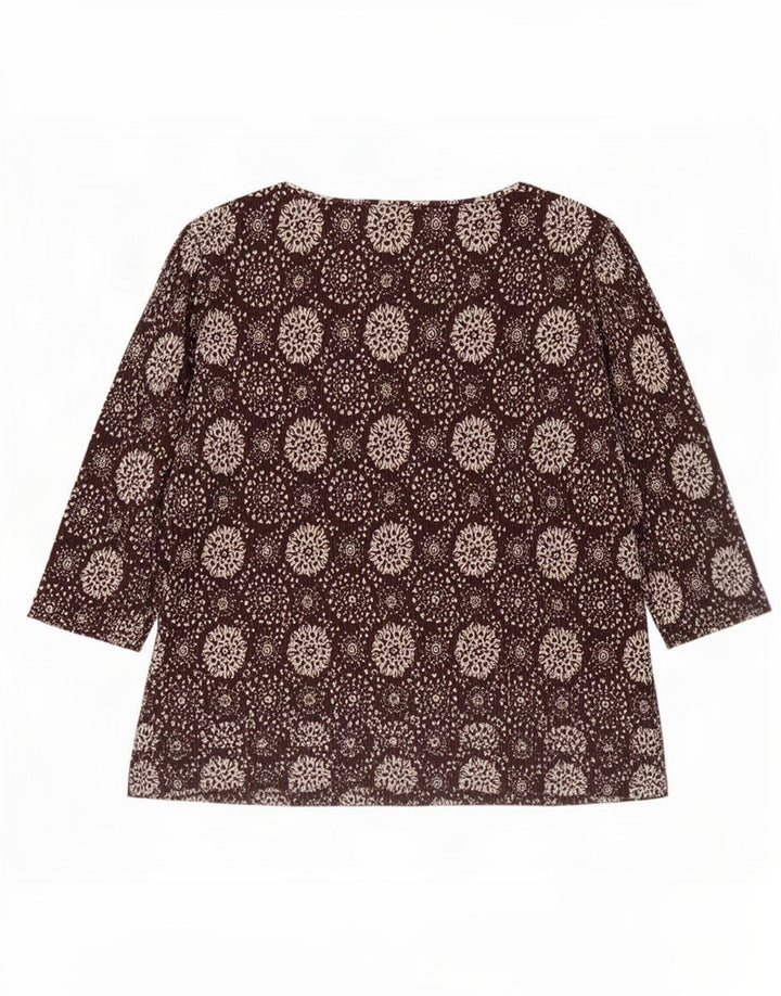 Женский топ с абстрактным узором Marks & Spencer, рукав 3/4, UK 20, 2XL, коричневый