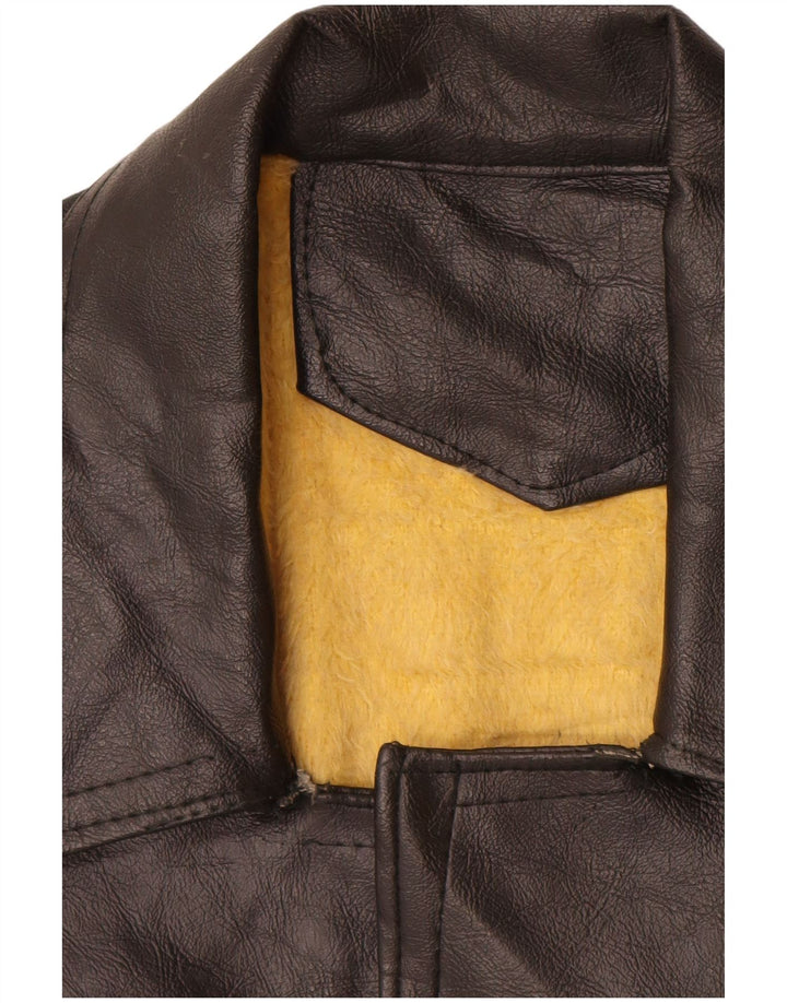 Мужская кожаная куртка VINTAGE UK 40, большая черная кожаная