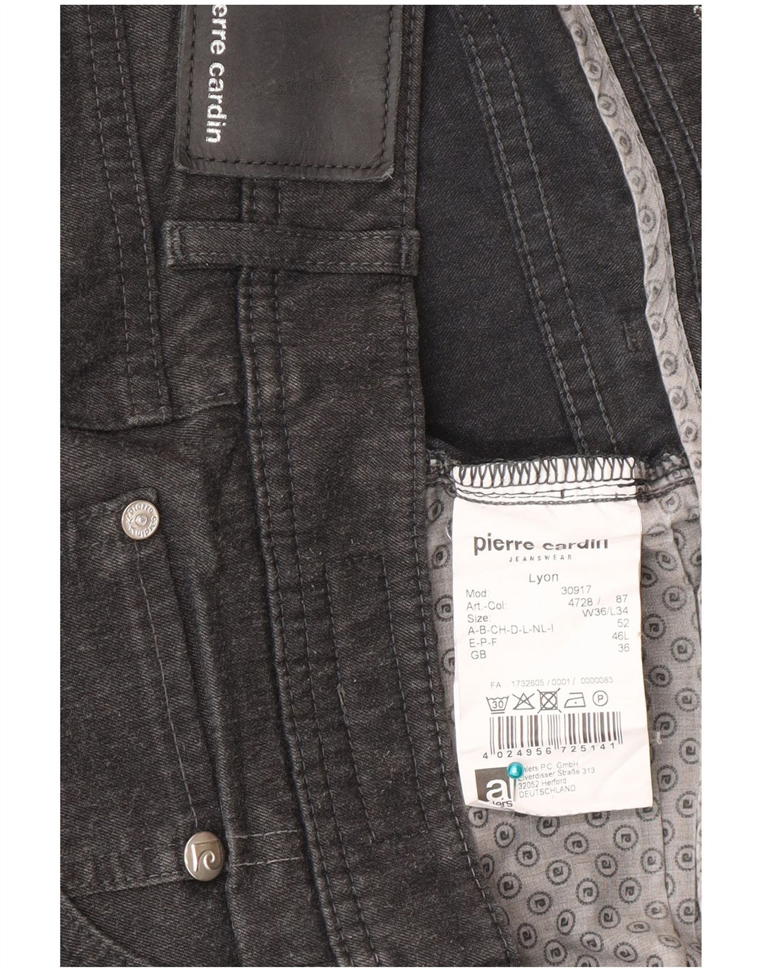 Мужские прямые джинсы Pierre Cardin W36 L34 серые из полиэстера