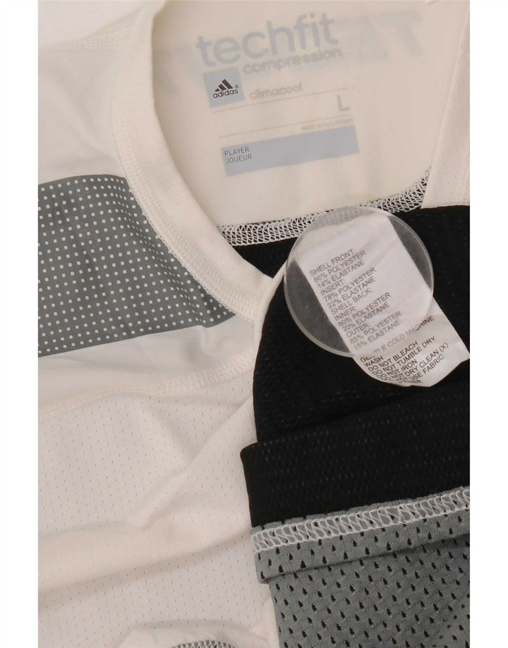 Мужская компрессионная футболка с рисунком Adidas, большой белый цветной блок
