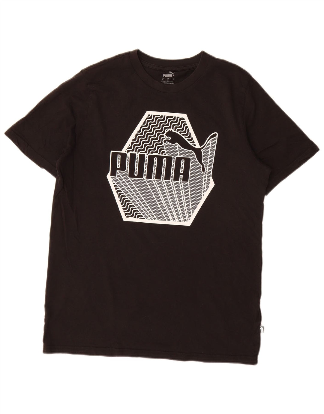 Мужская футболка с рисунком Puma, средний черный хлопок
