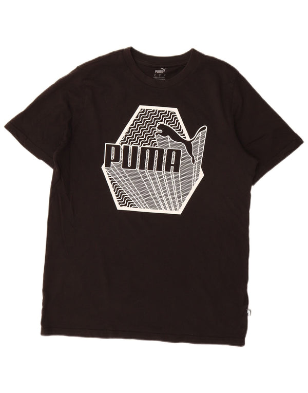 Мужская футболка с рисунком Puma, средний черный хлопок