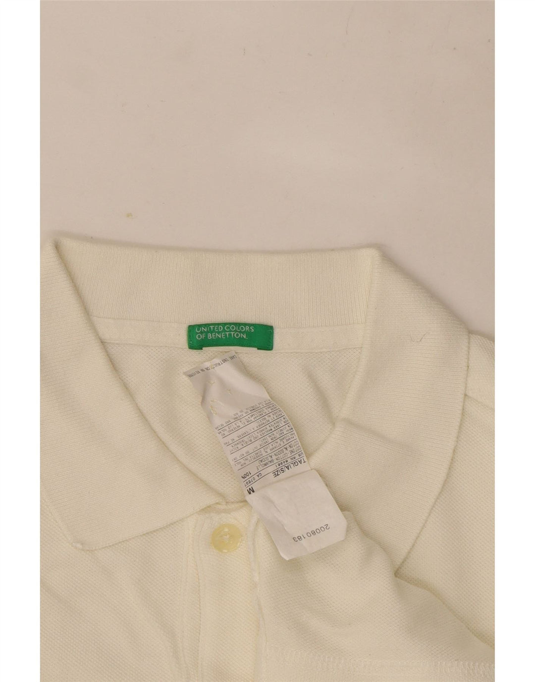 Мужская рубашка поло Benetton с длинным рукавом, средний белый хлопок, хлопок