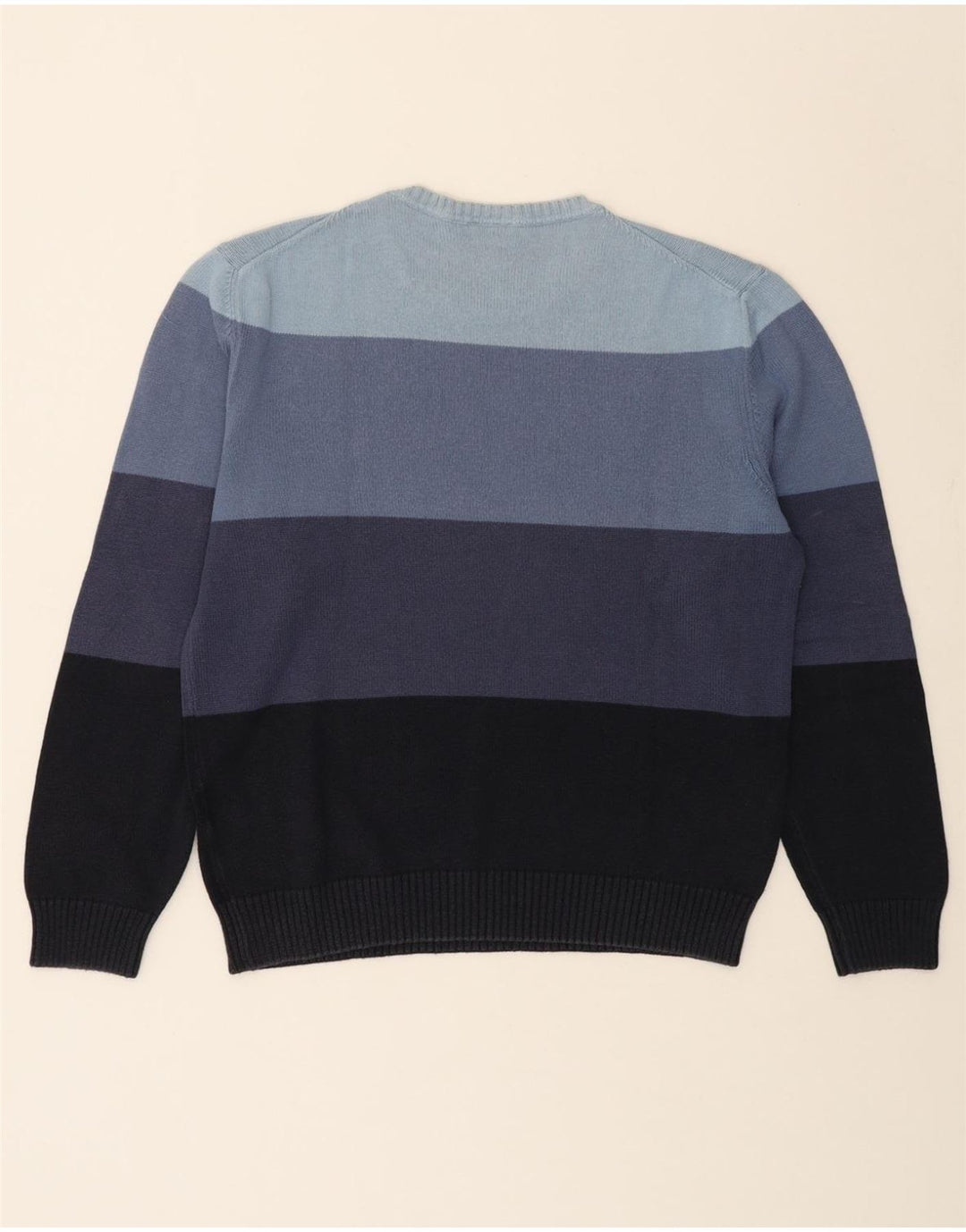 ELLESSE Womens Crew Neck Jumper Sweater UK 14 Medium Blue Colourblock Vintage Ellesse and Second-Hand Ellesse from Messina Hembry 