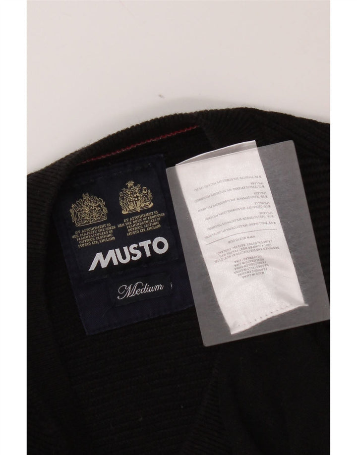 Мужской джемпер с v-образным вырезом Musto, средний черный хлопковый свитер