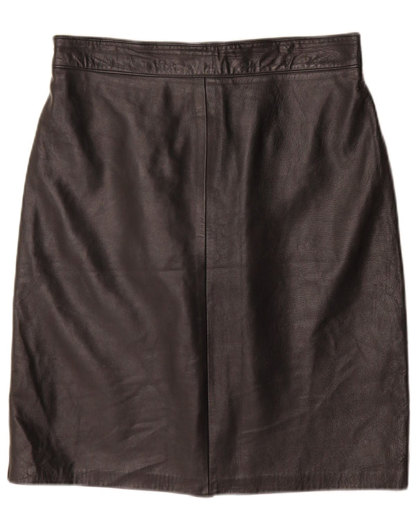 Винтажная женская кожаная юбка с высокой талией IT 46, большая W28, черная кожа