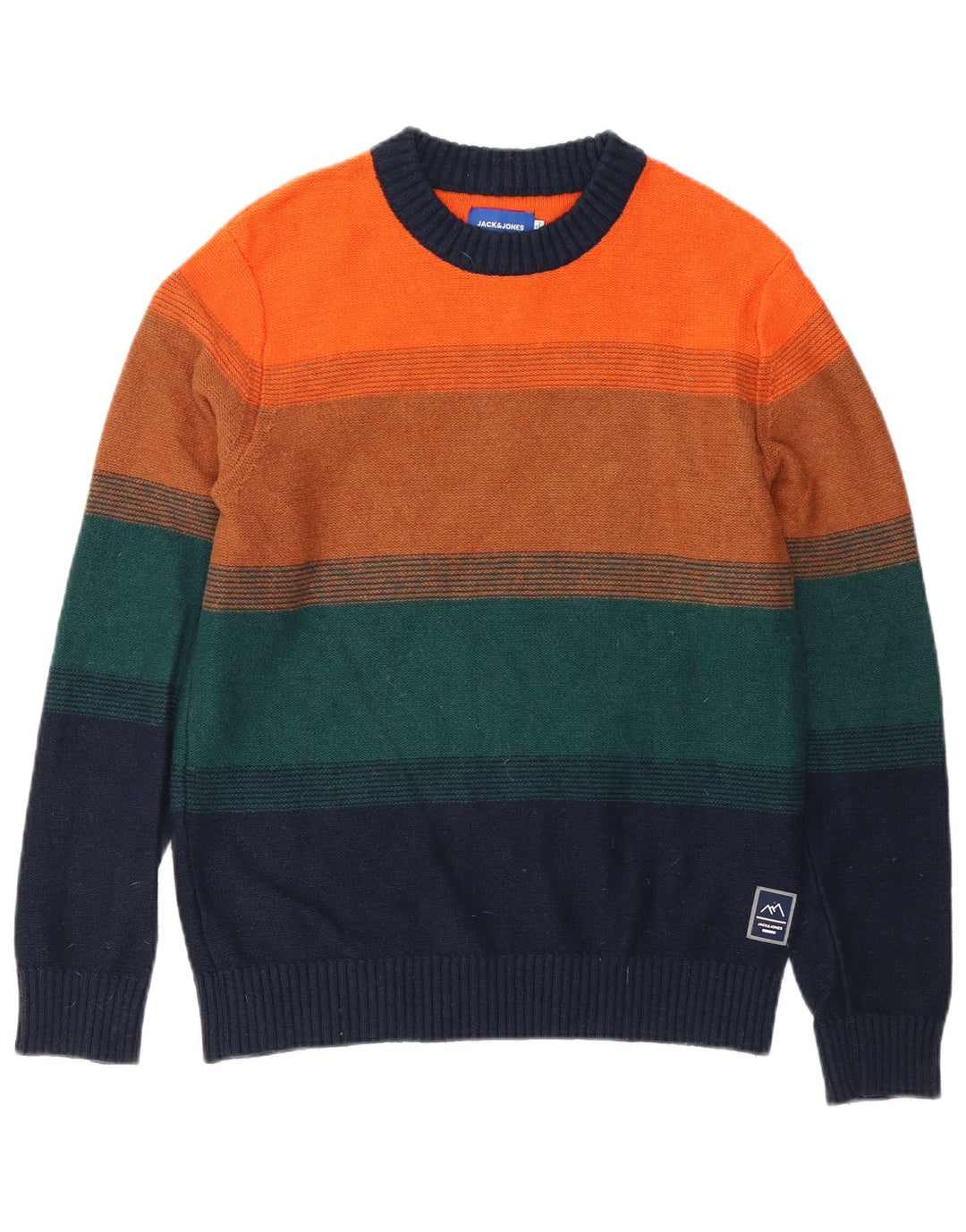 Мужской джемпер с круглым вырезом Jack & Jones, средний разноцветный полосатый свитер