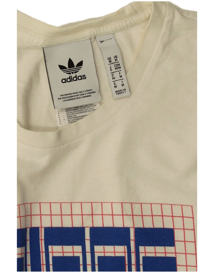 Adidas Мужская футболка с рисунком Топ среднего размера из белого хлопка