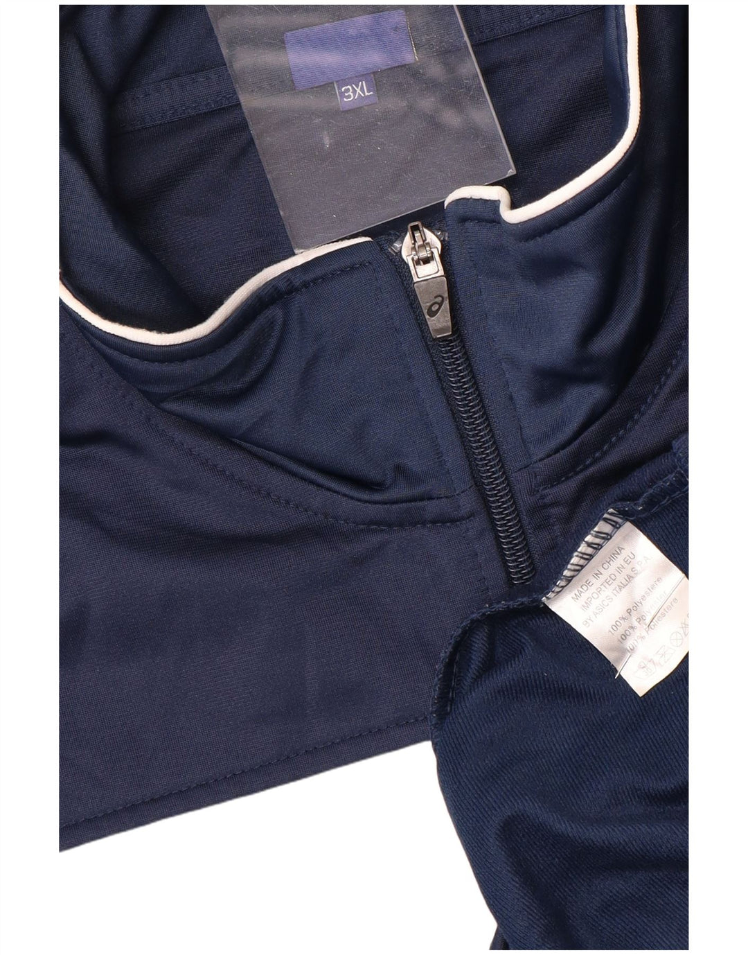 Мужской спортивный костюм ASICS с графическим рисунком, верхняя куртка 3XL, темно-синий с цветными блоками