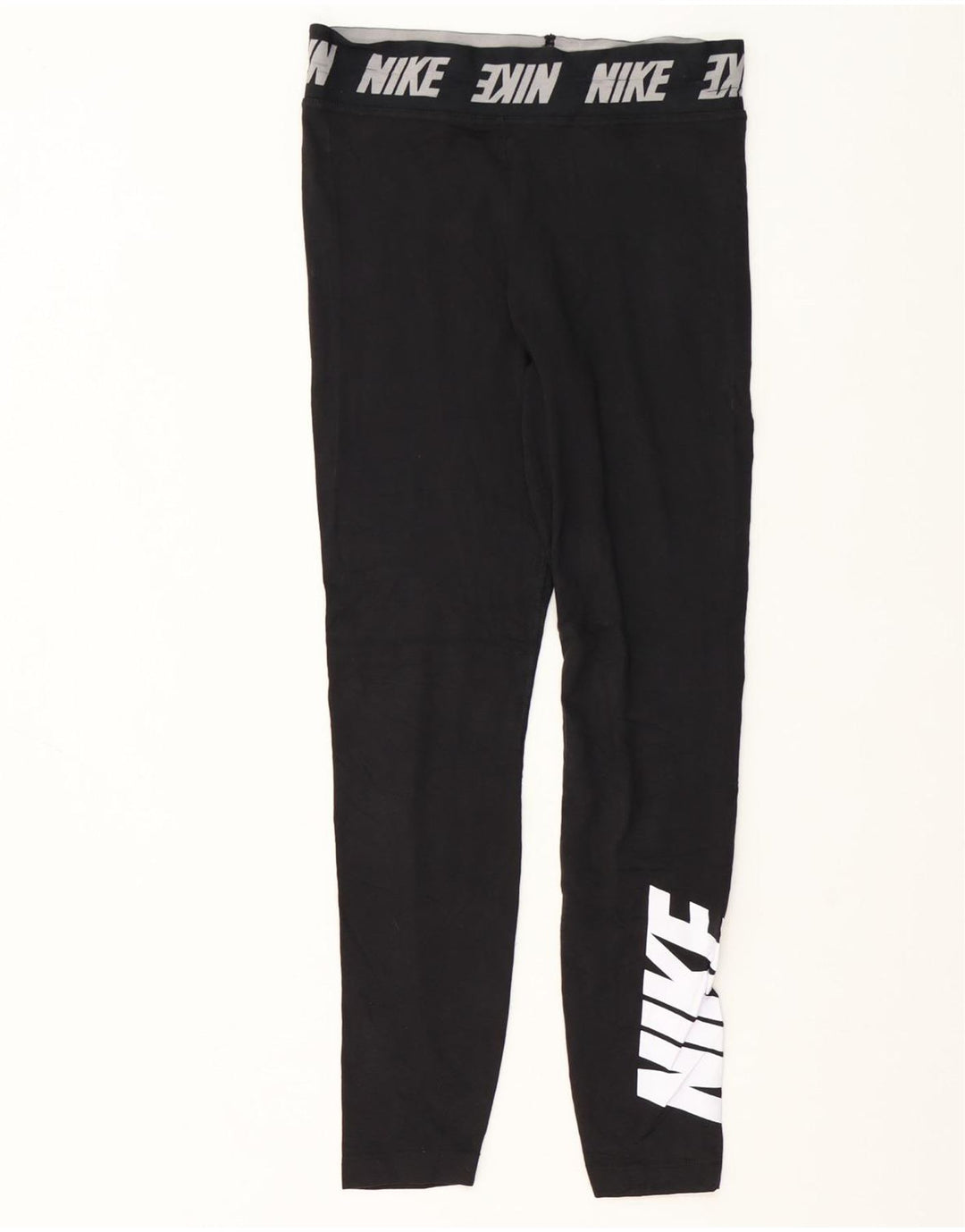 NIKE Womens Graphic Leggings UK 12 Medium  Black Cotton Vintage Nike and Second-Hand Nike from Messina Hembry 
