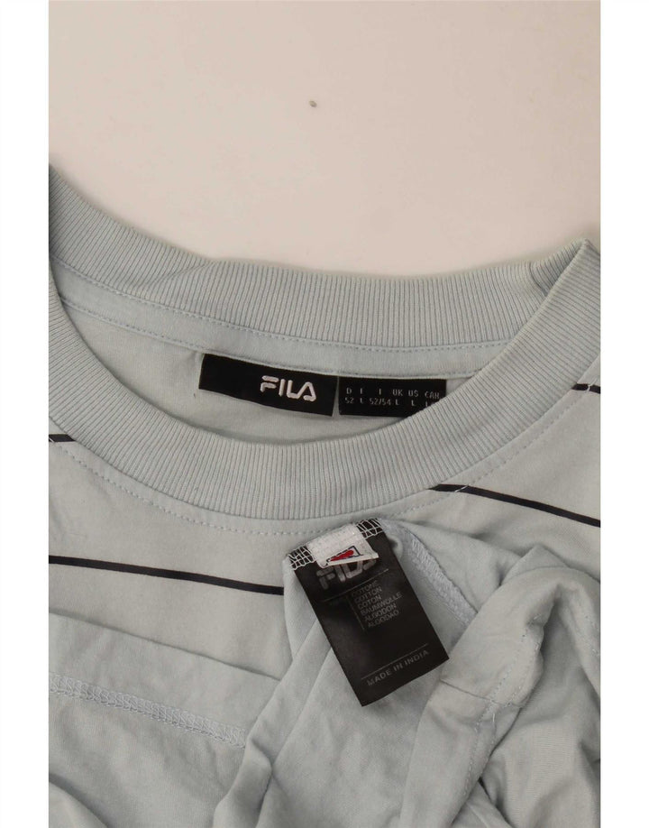 Мужская футболка с рисунком Fila, хлопковый топ в большую серую полоску