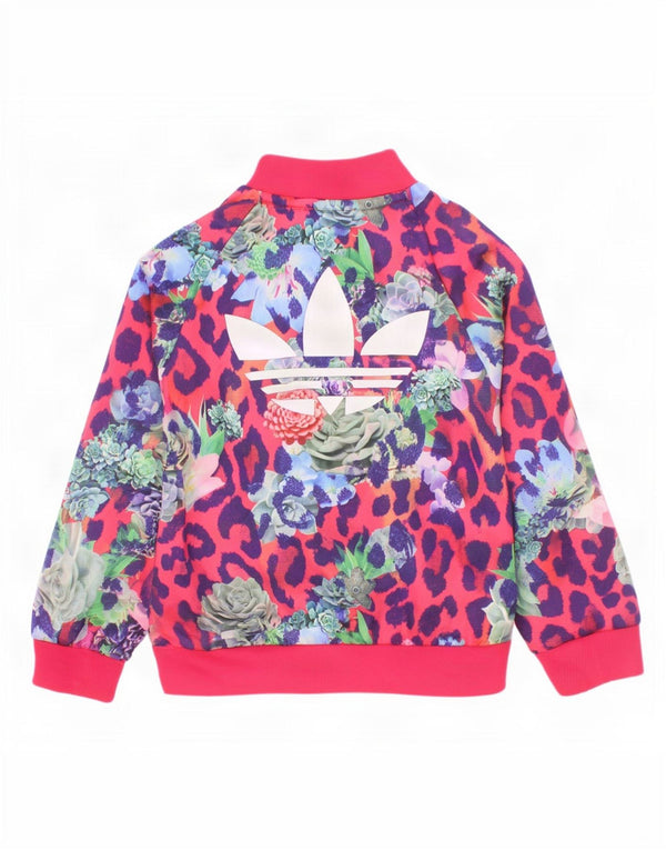Спортивный костюм Adidas для маленьких девочек с рисунком, верхняя куртка 18–24 месяцев, розовый цветочный принт