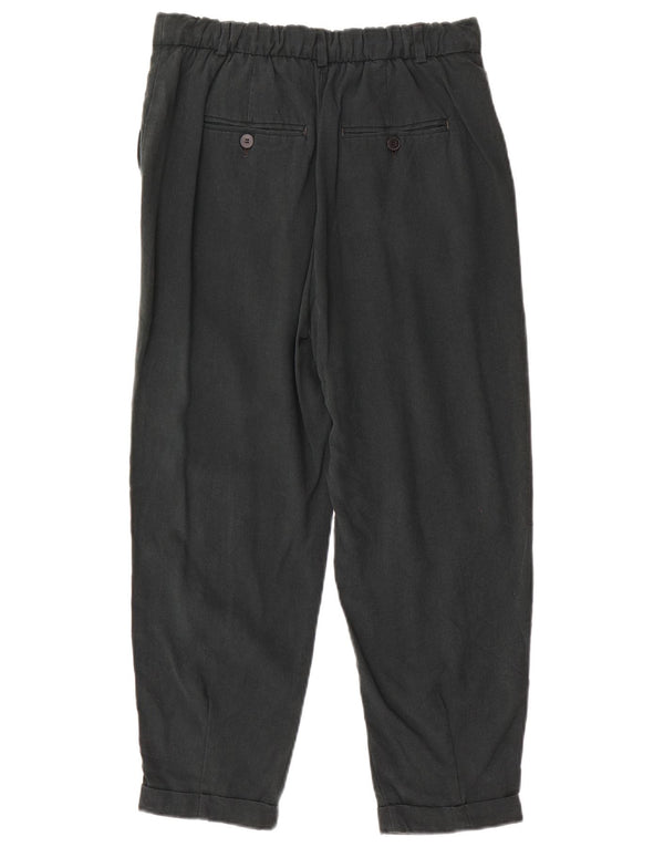 Zara Женские укороченные брюки с высокой талией, маленькие W27 L23, зеленые