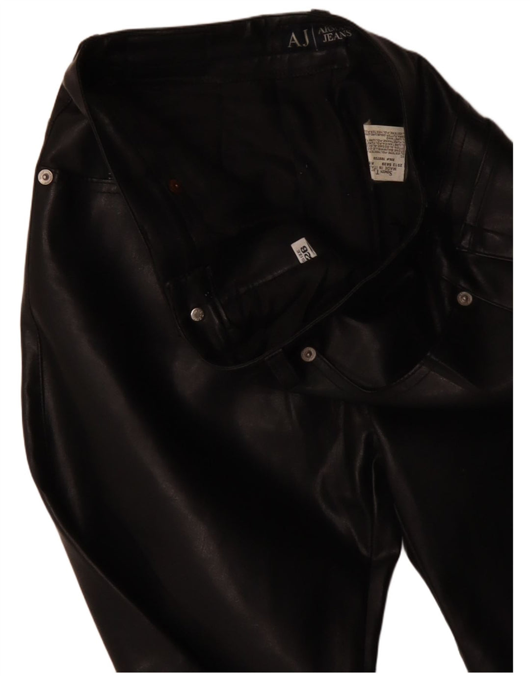 ARMANI Женские прямые брюки из искусственной кожи W26 L31 Черные, полиэстер