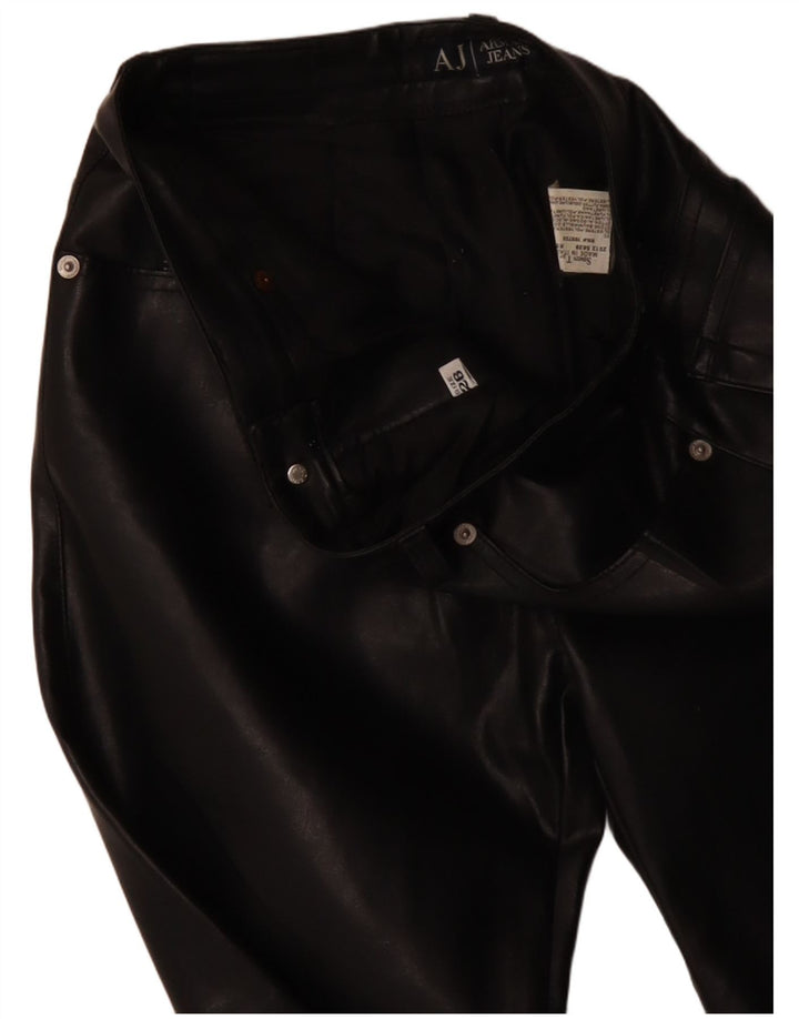 ARMANI Женские прямые брюки из искусственной кожи W26 L31 Черные, полиэстер