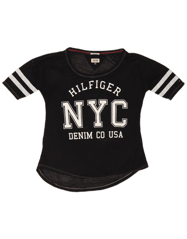 TOMMY HILFIGER Женская футболка оверсайз с рисунком Top UK 6 XS Черный