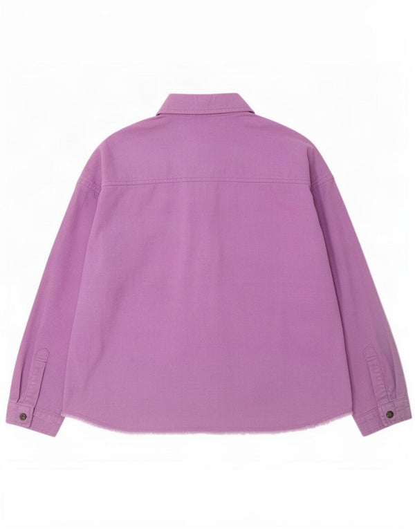 Zara Womens Oversized Corduroy Jacket UK 16 Large Purple Cotton