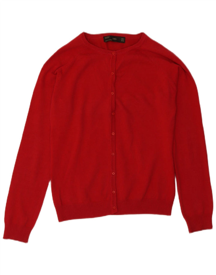 Женский кардиган Zara UK 12, хлопковый средний красный цвет