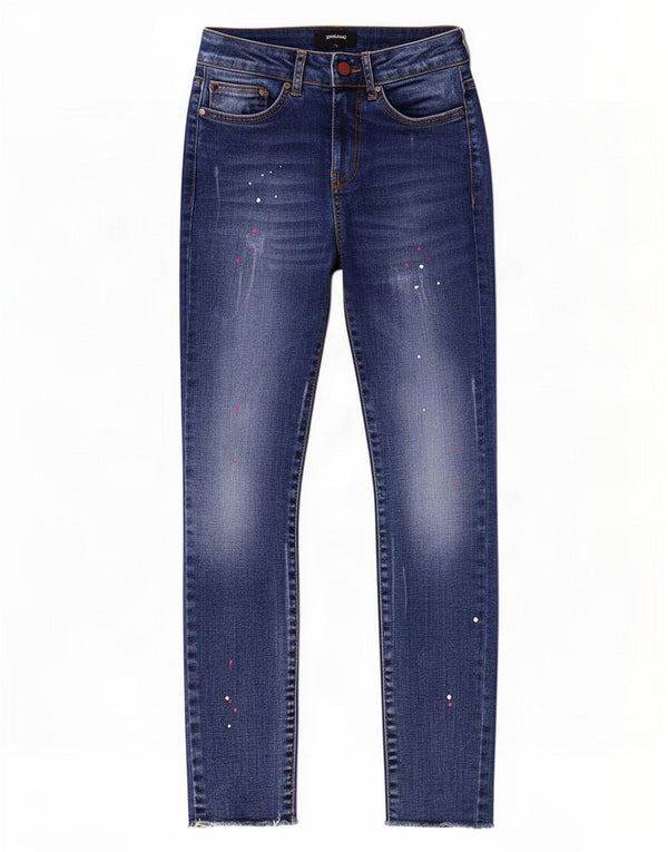 Женские узкие джинсы Desigual W26 L25, хлопок в синие пятна
