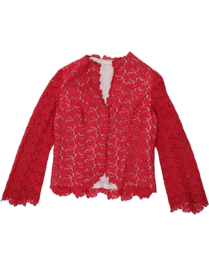 VINTAGE Womens 6 Button Blazer Jacket UK 12 Medium Pink Vintage Vintage and Second-Hand Vintage from Messina Hembry 