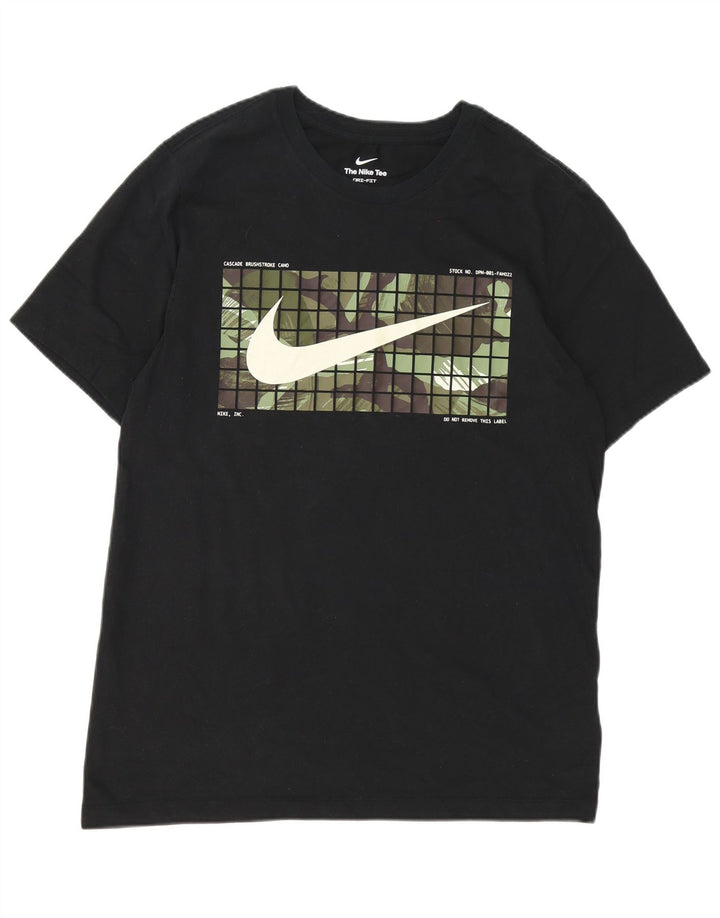 Мужская футболка с рисунком Nike Dri Fit, большой черный хлопковый топ