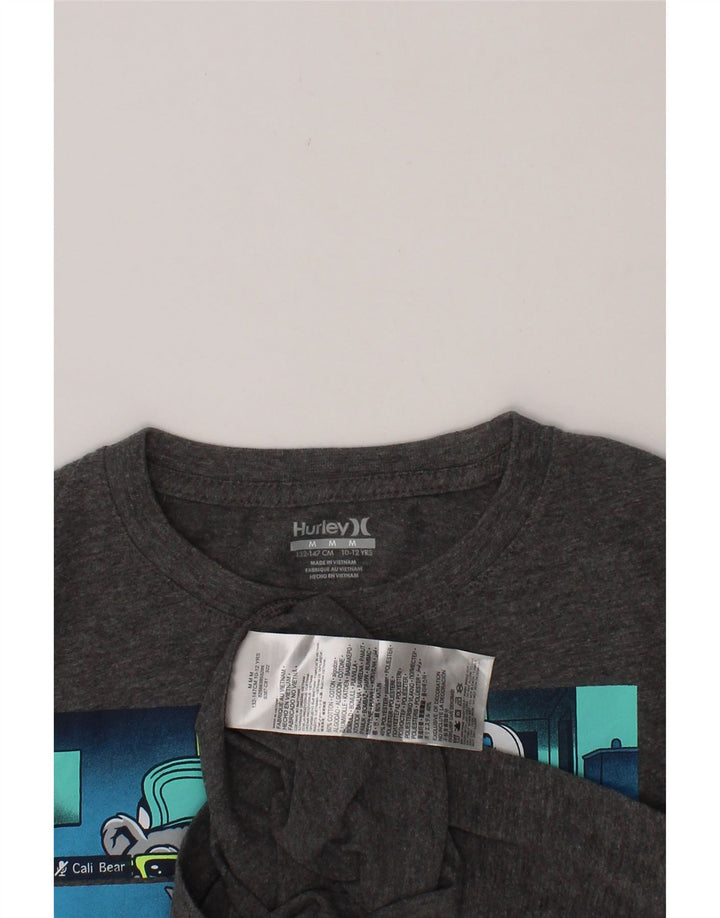 HURLEY Boys Graphic T-Shirt Top 10-11 Years Medium  Grey Cotton Vintage Hurley and Second-Hand Hurley from Messina Hembry 