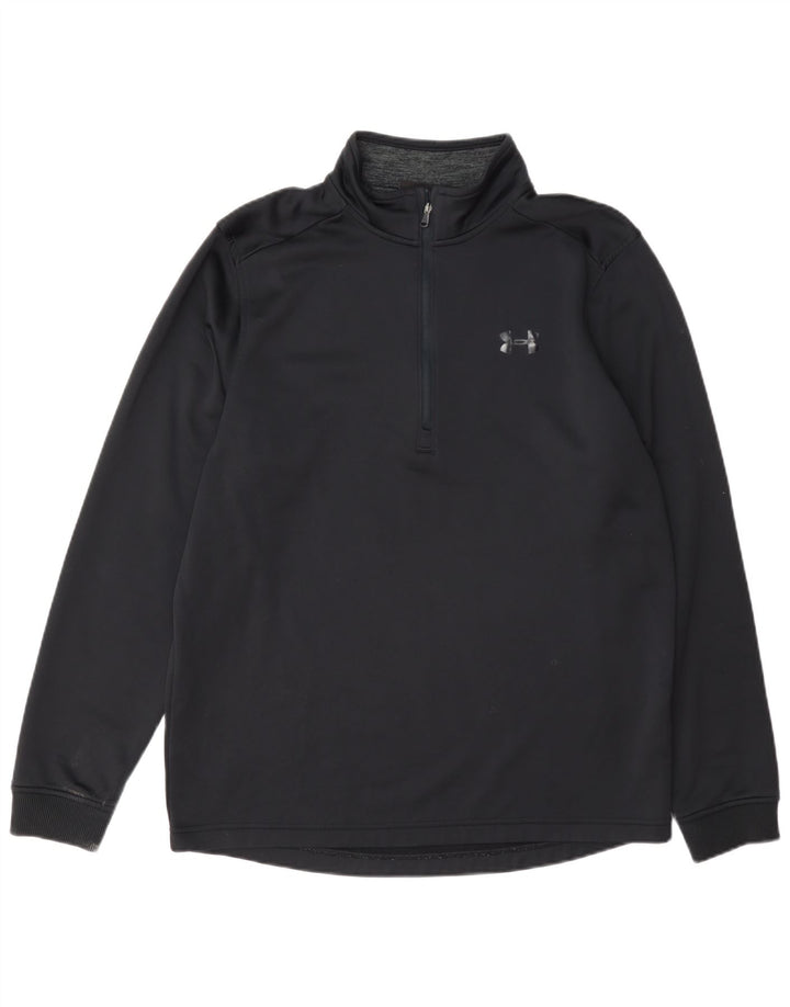 Мужской пуловер с воротником на молнии Under Armour, спортивный костюм, средний черный