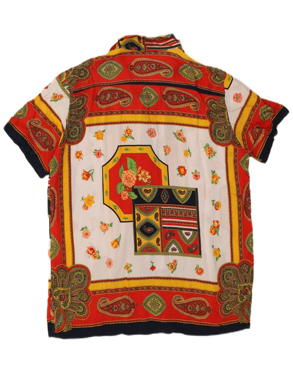 Винтажное женское платье-рубашка с короткими рукавами UK 14, средний красный с пейсли