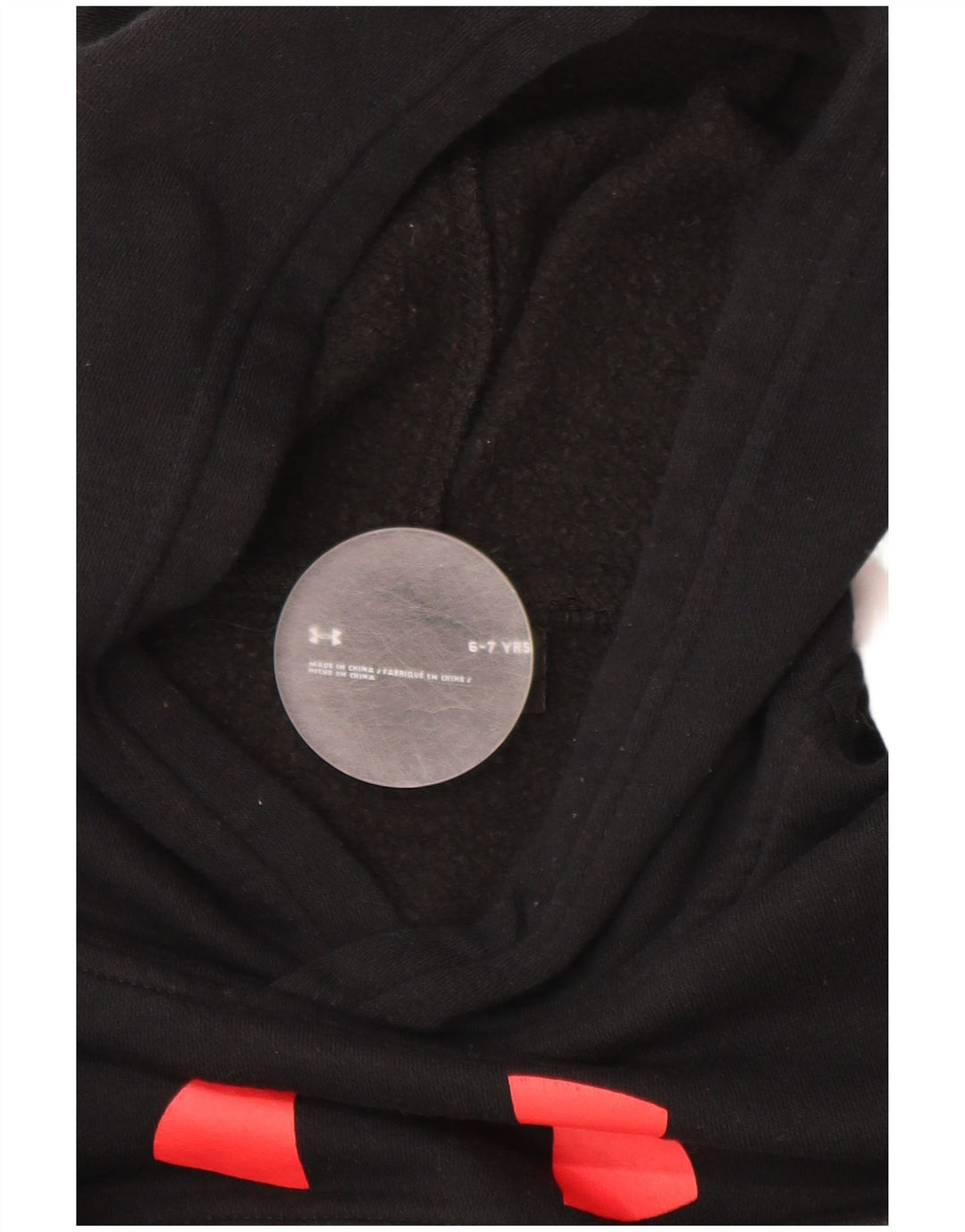 Джемпер с капюшоном UNDER ARMOR для мальчиков, 6–7 лет, черный, хлопок с цветными блоками