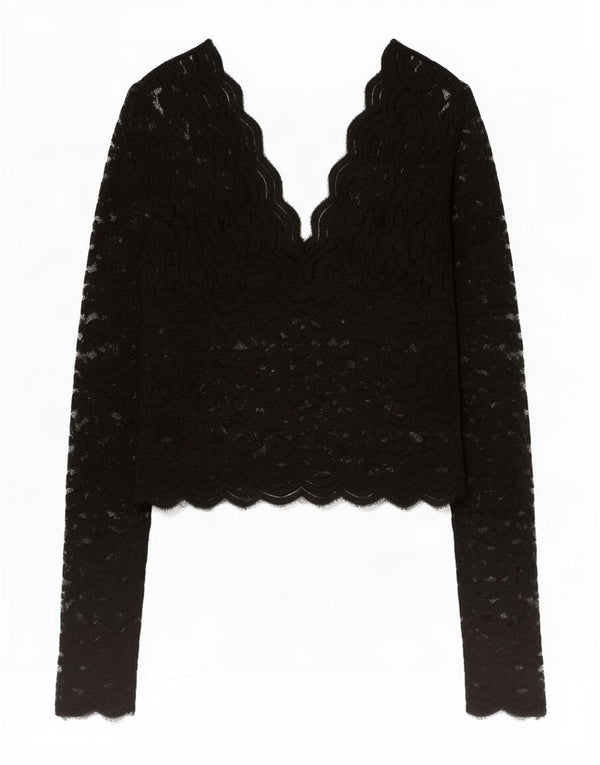 Женский кружевной укороченный топ Zara UK 12, средний черный с цветочным принтом