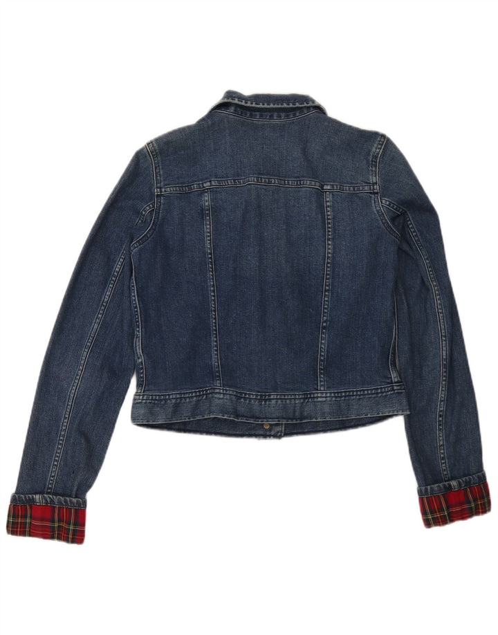 Женская укороченная джинсовая куртка Ralph Lauren UK 12, хлопковая синяя клетка среднего размера