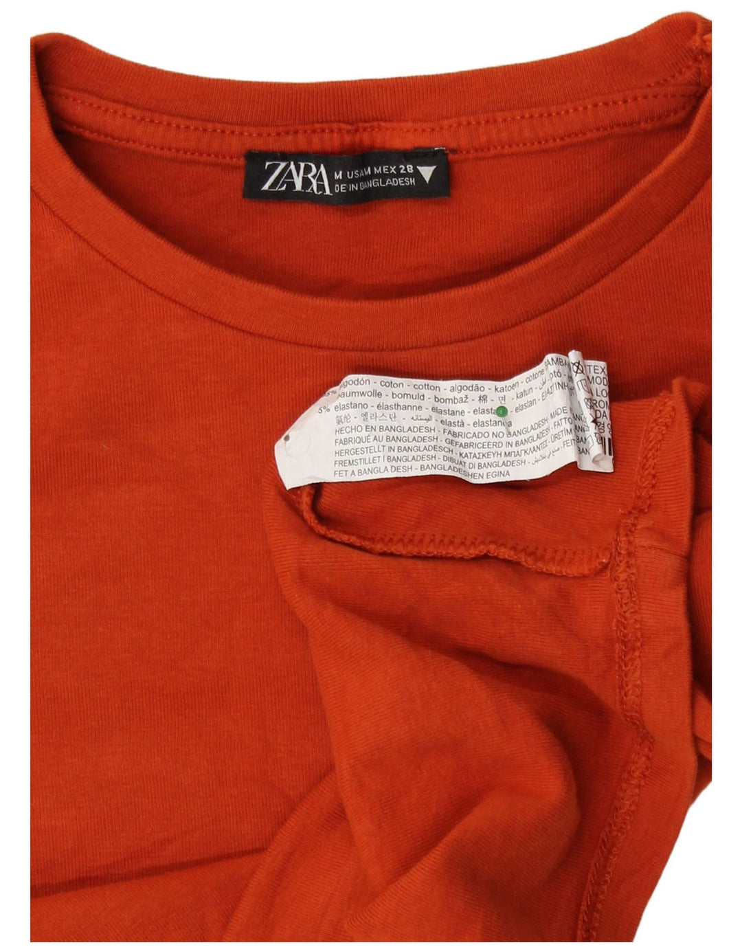 Женский укороченный топ Zara с длинным рукавом UK 12, хлопковый средний коричневый цвет