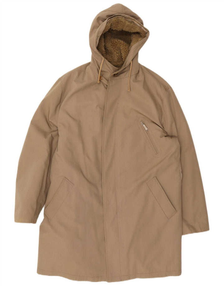 Винтажная мужская парка с капюшоном UK 40, большая бежевая